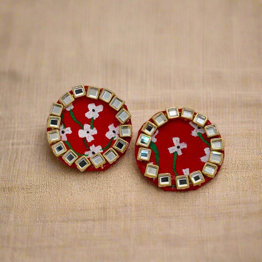 Fabric Hand-Painted Earrings
