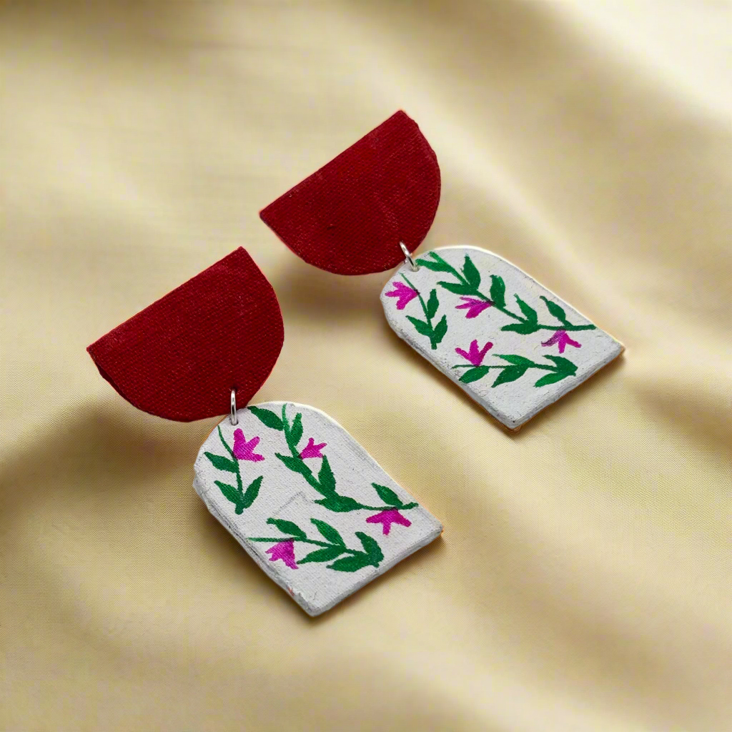 Fabric Hand-Painted Earrings