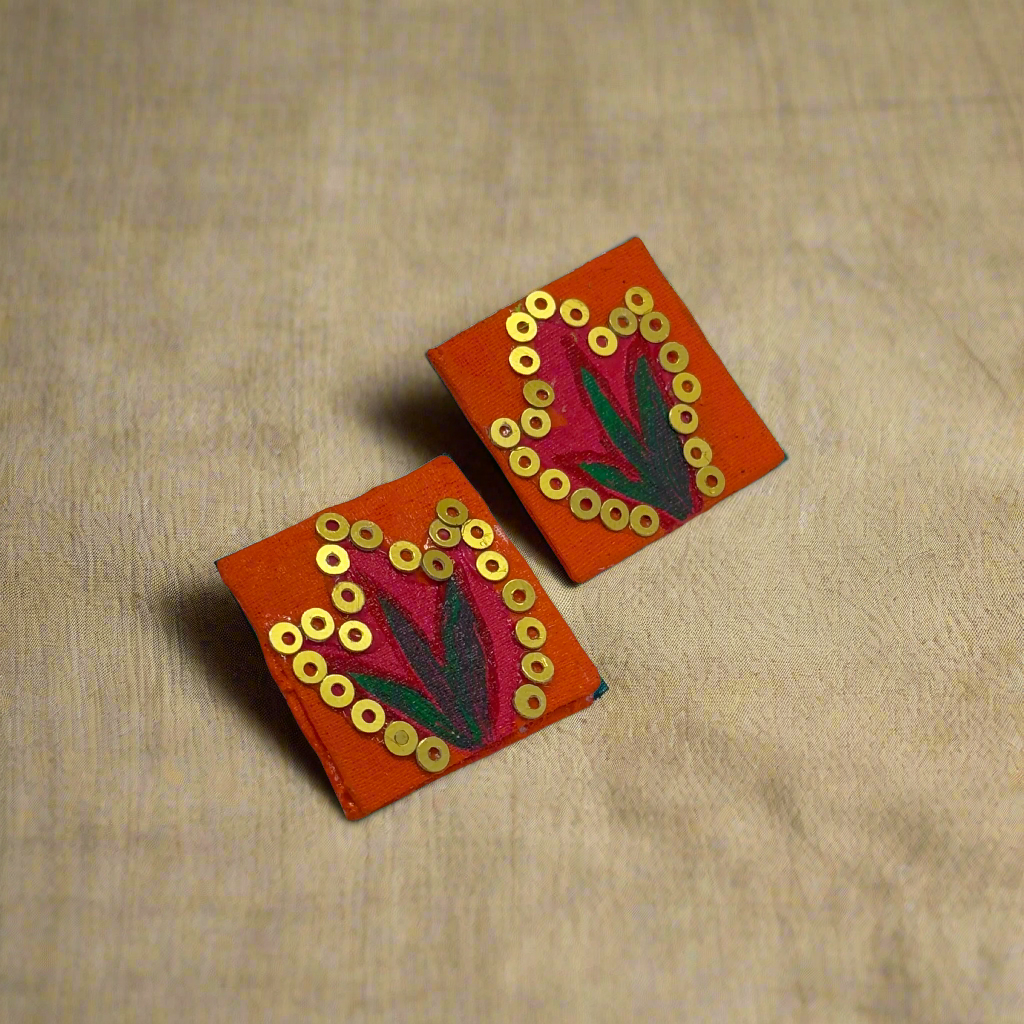 Fabric Hand-Painted Earrings