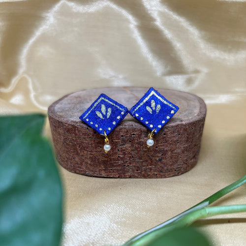 Sapphire Blue Hand-Painted Fabric Studs