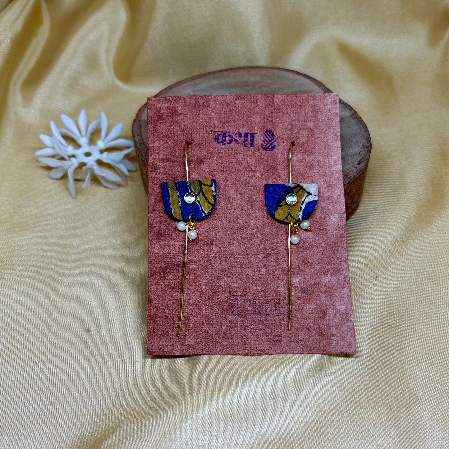 Kalamkari Green Floral Ear Cuff