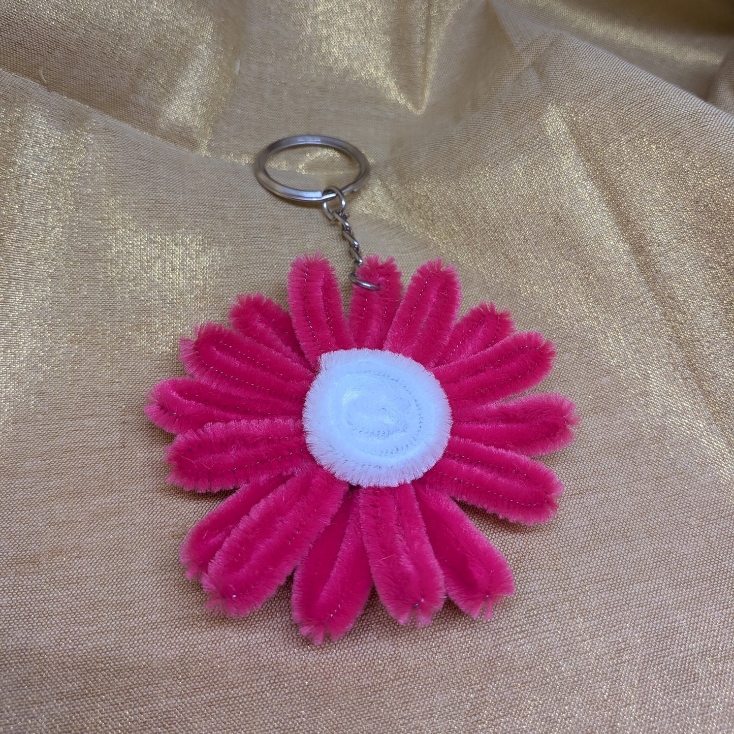 Handcrafted Pink Flower Keychain & Bag Charm