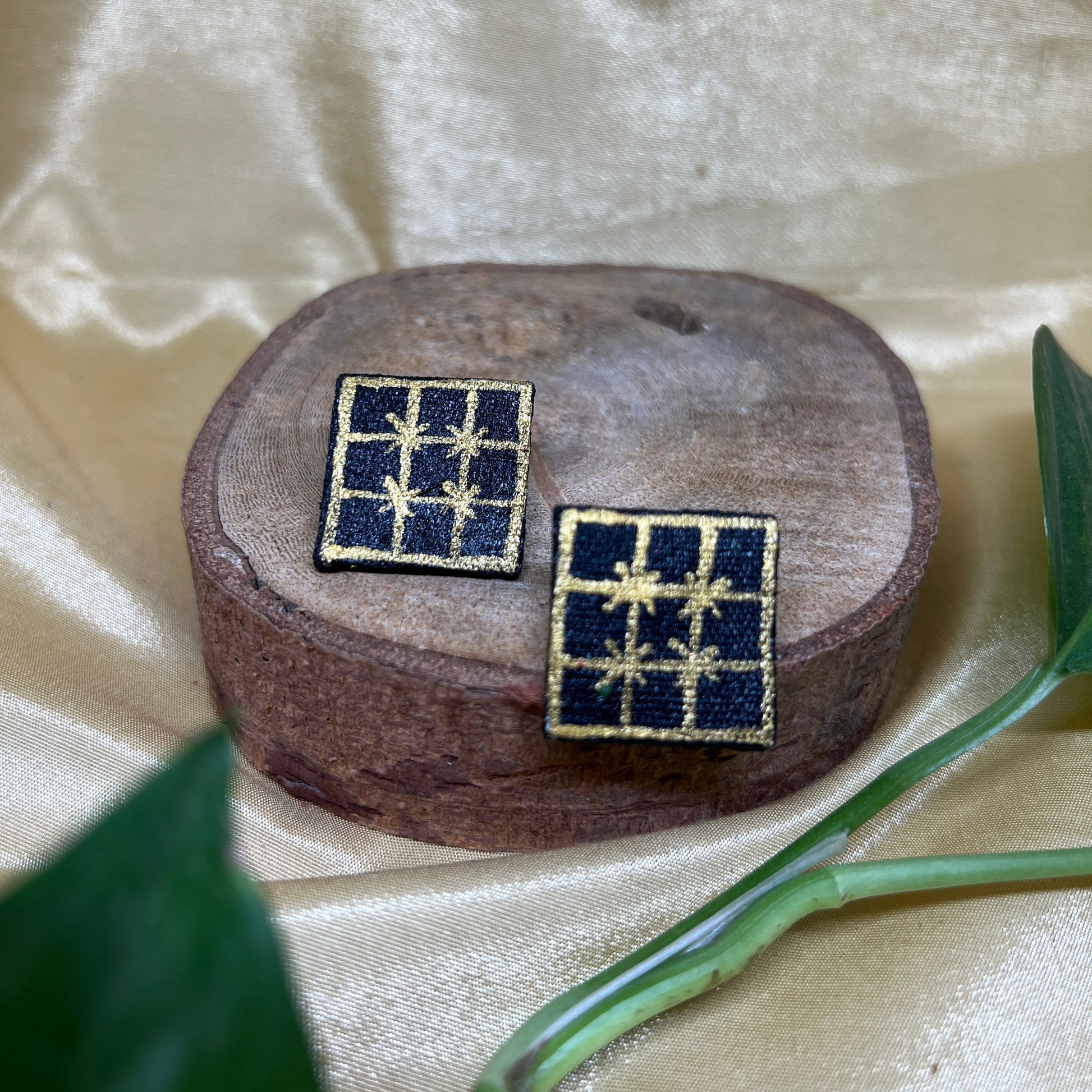 Midnight Grid Fabric Studs