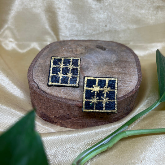 Midnight Grid Fabric Studs