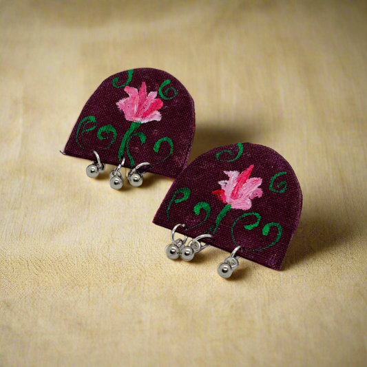 Pair of earrings with floral design on a white background