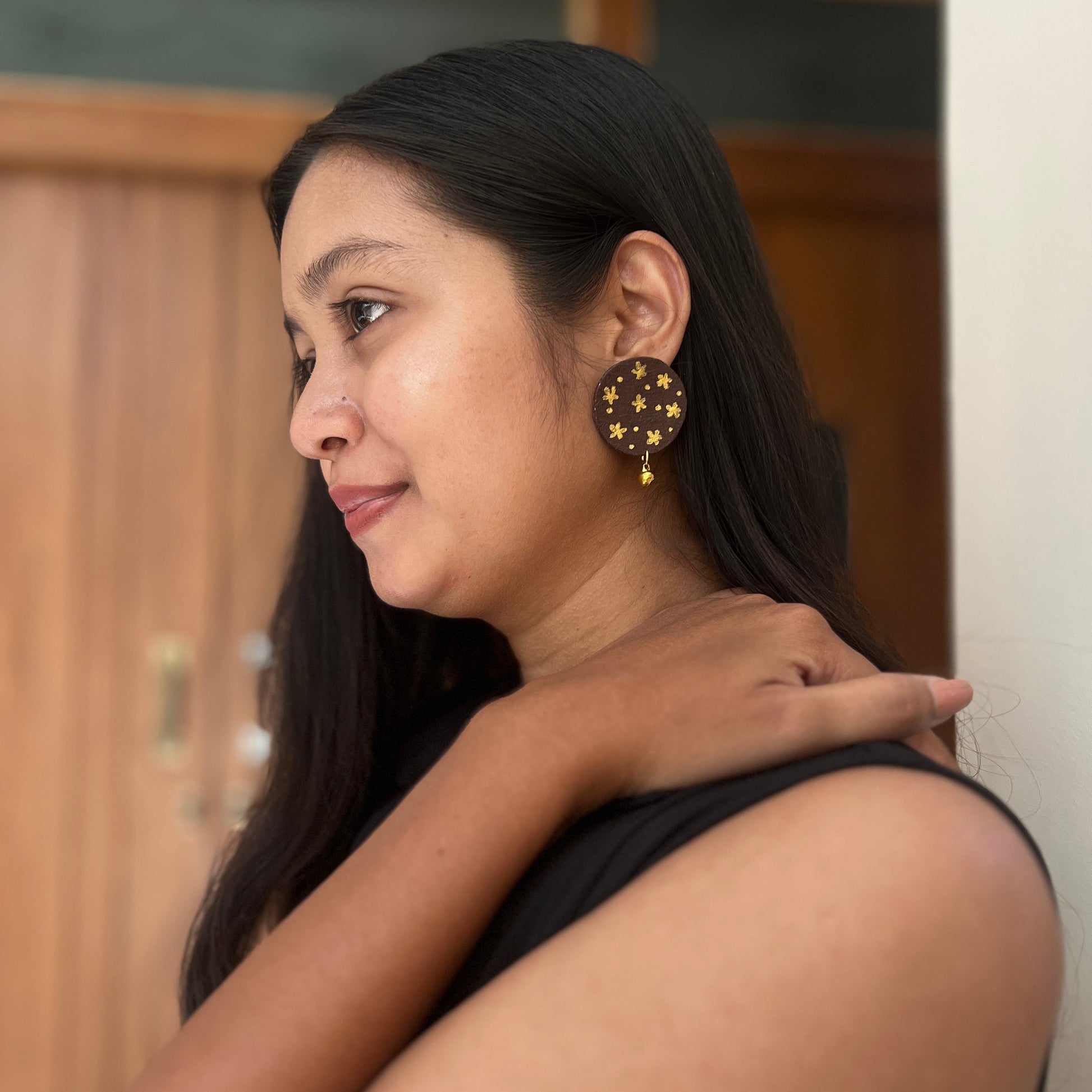 Brown Hand painted earrings