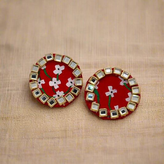 Fabric Hand-Painted Earrings