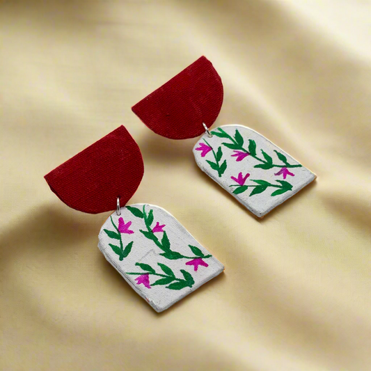 Fabric Hand-Painted Earrings