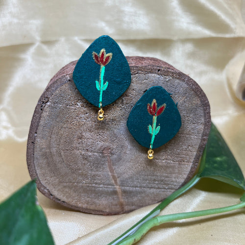 Floral Hand painted Drop Earrings
