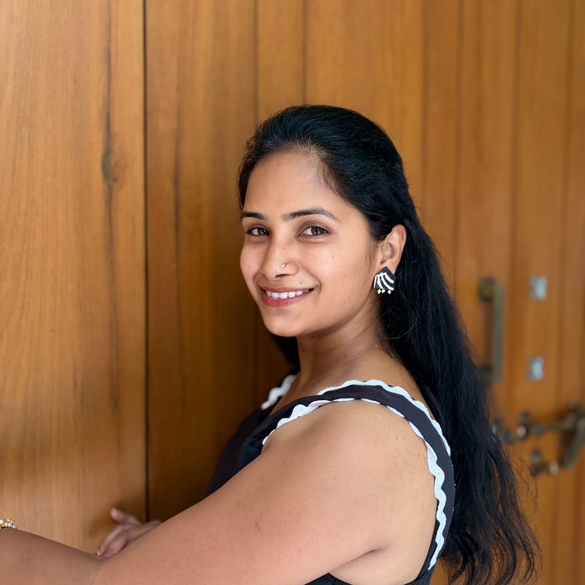 Kalamkari Pearl Fabric Earrings