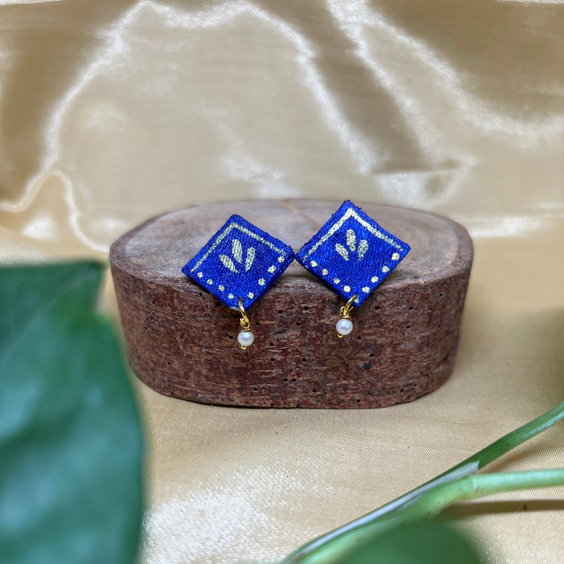 Sapphire Blue Hand-Painted Fabric Studs