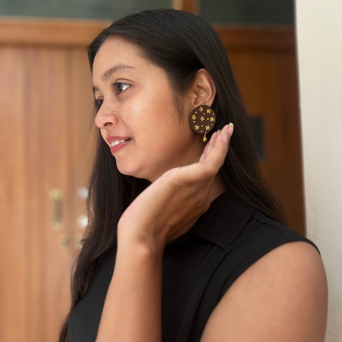 Brown Hand painted earrings
