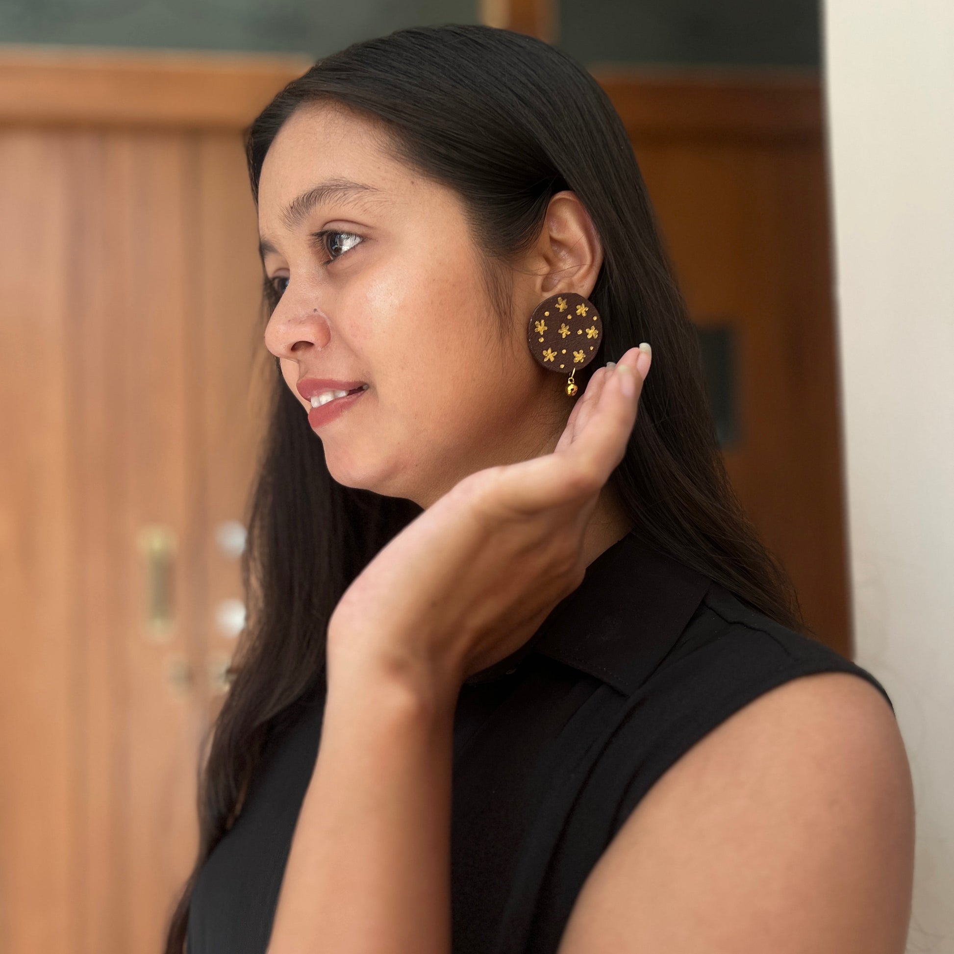 Brown Hand painted earrings