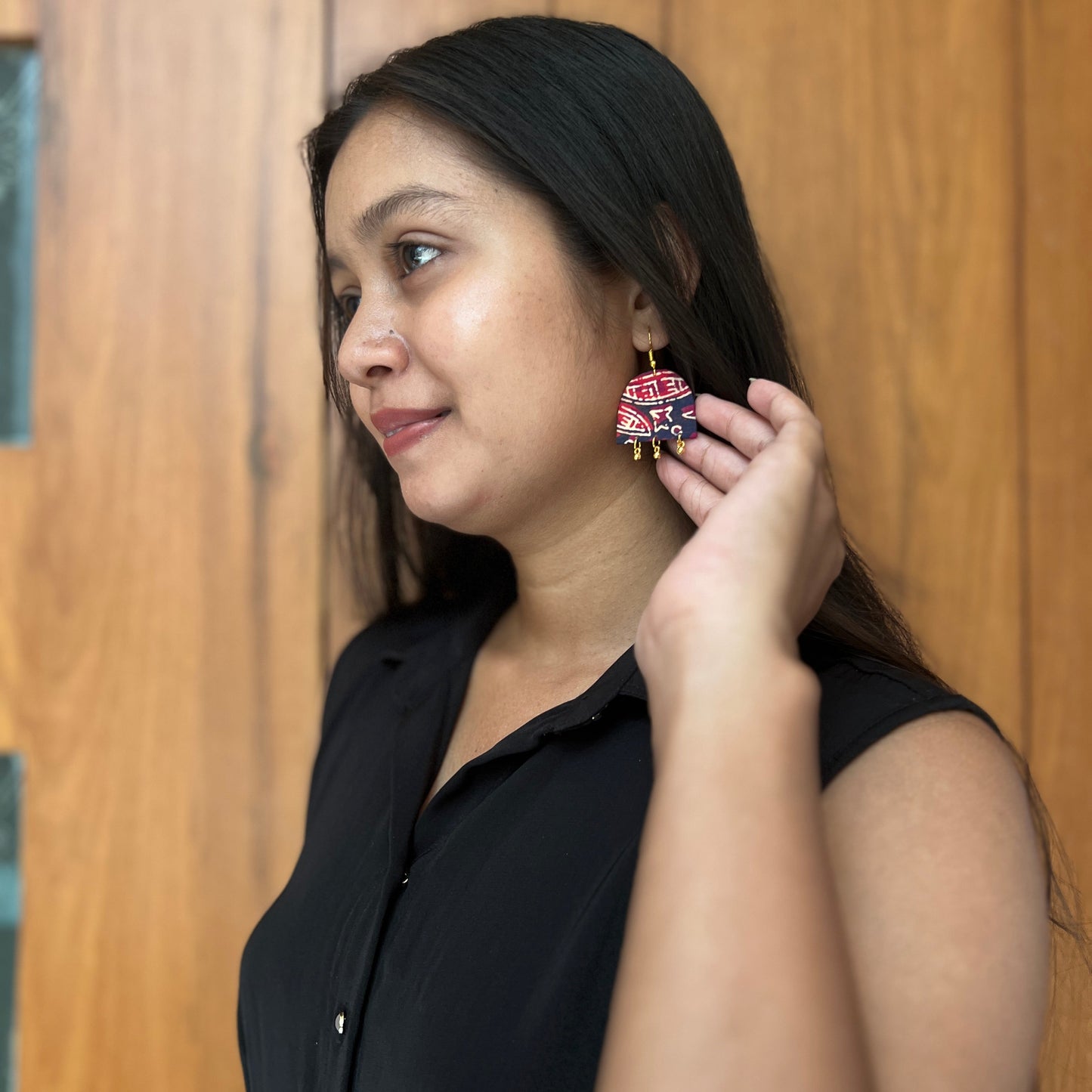 Magenta Kalamkari Statement Earrings