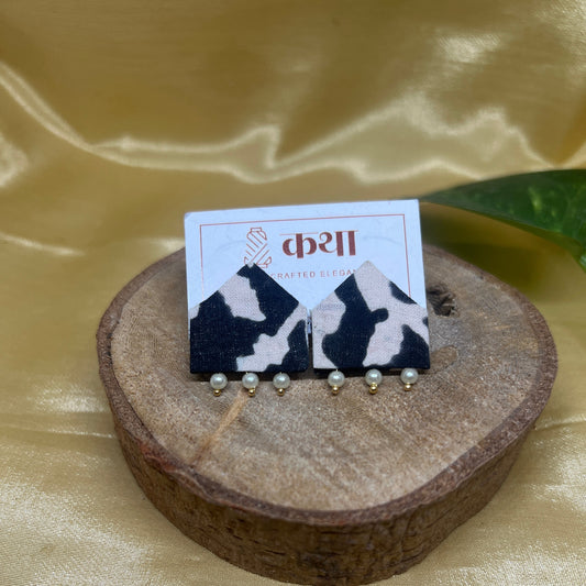 Kalamkari Pearl Fabric Earrings
