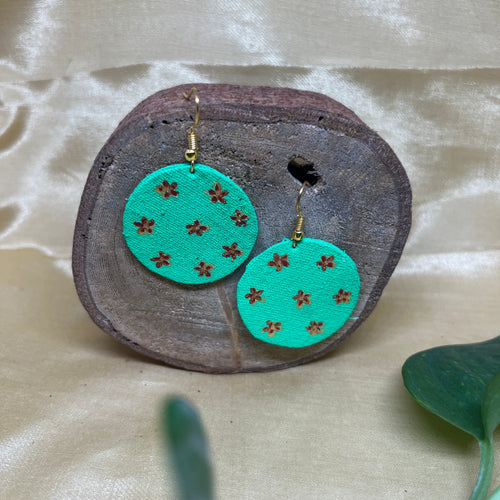 Mint Floral Hand-Painted Fabric Earrings