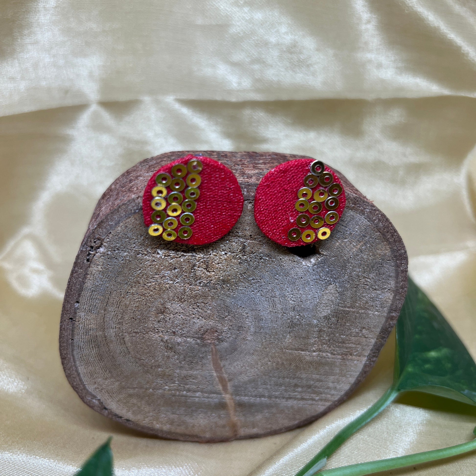 Crimson Gold Fabric Studs