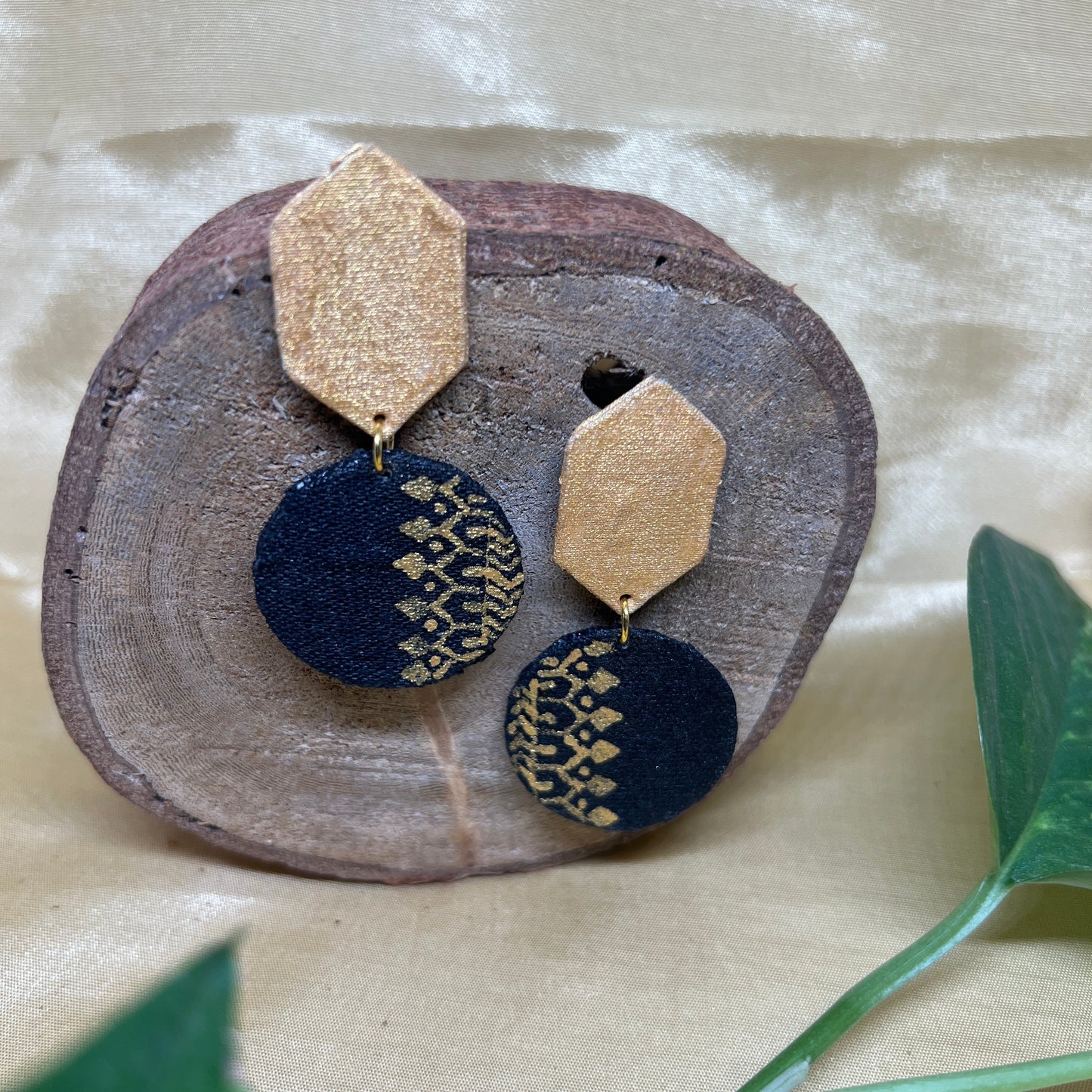 Midnight Gold Fabric Earrings