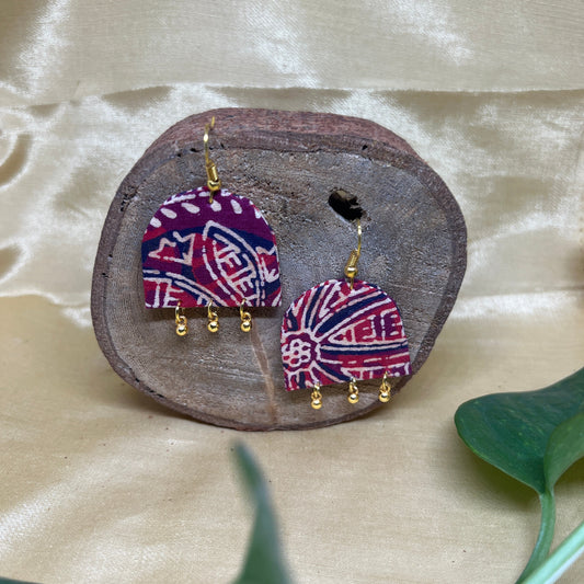 Magenta Kalamkari Statement Earrings