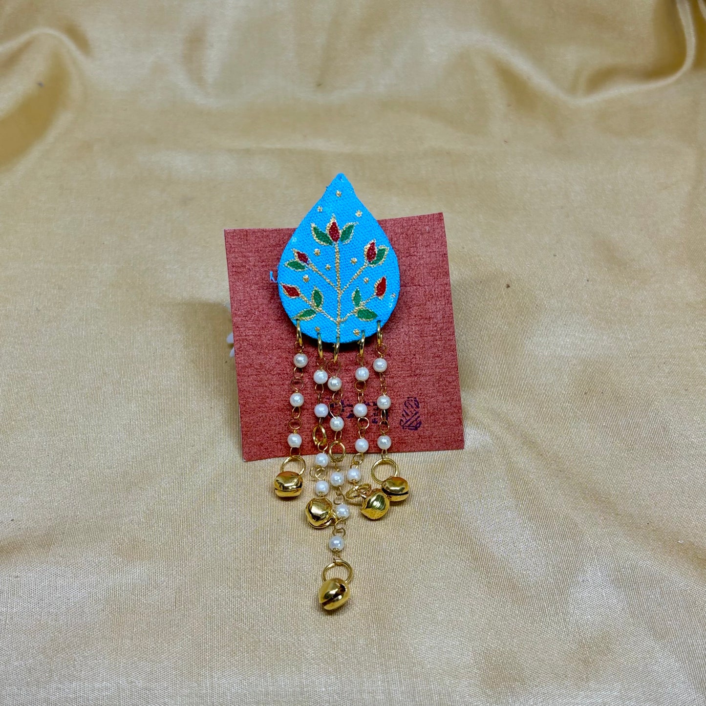 Hand-Painted Blue Bloom Saree Pin