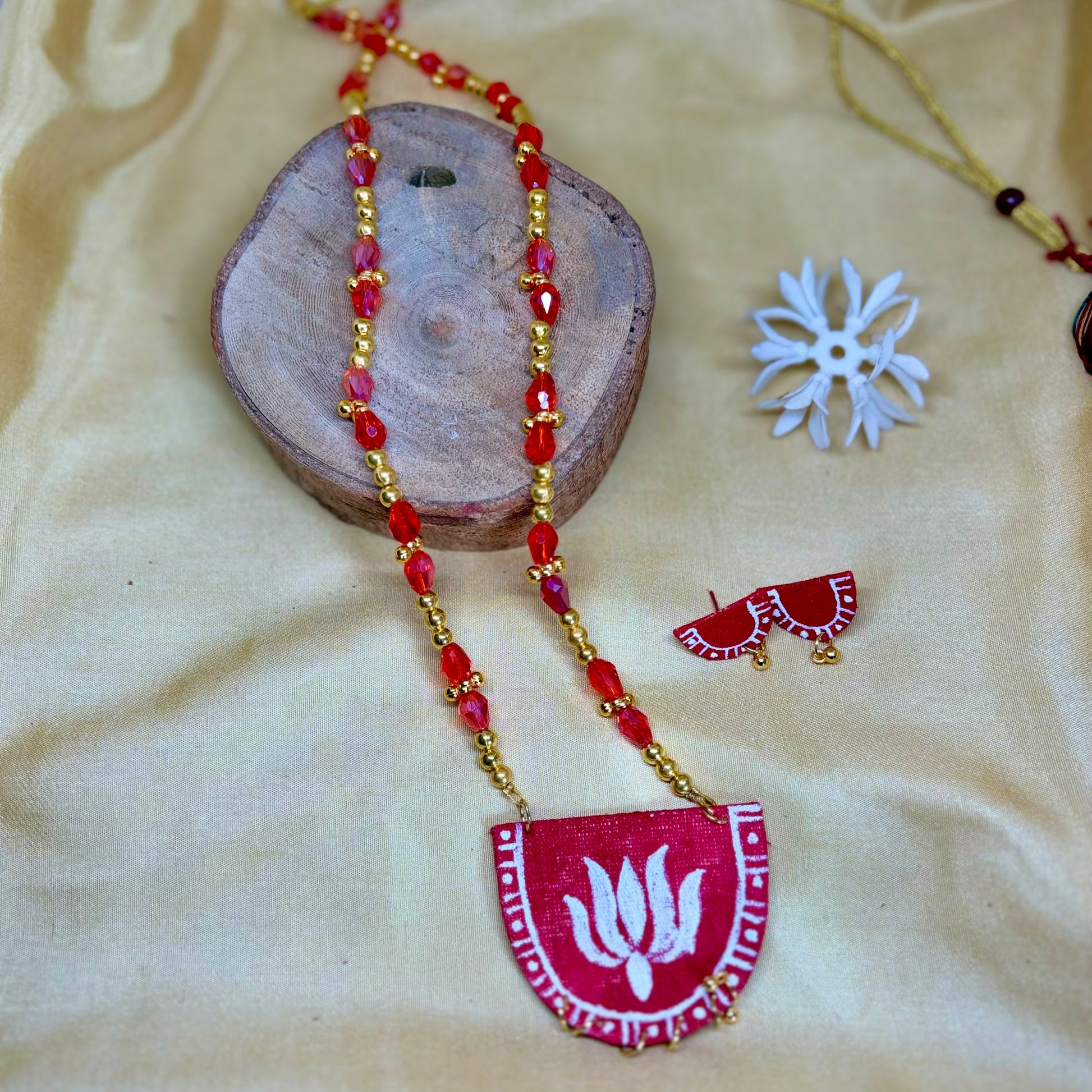 Crimson Lotus Hand-Painted Set