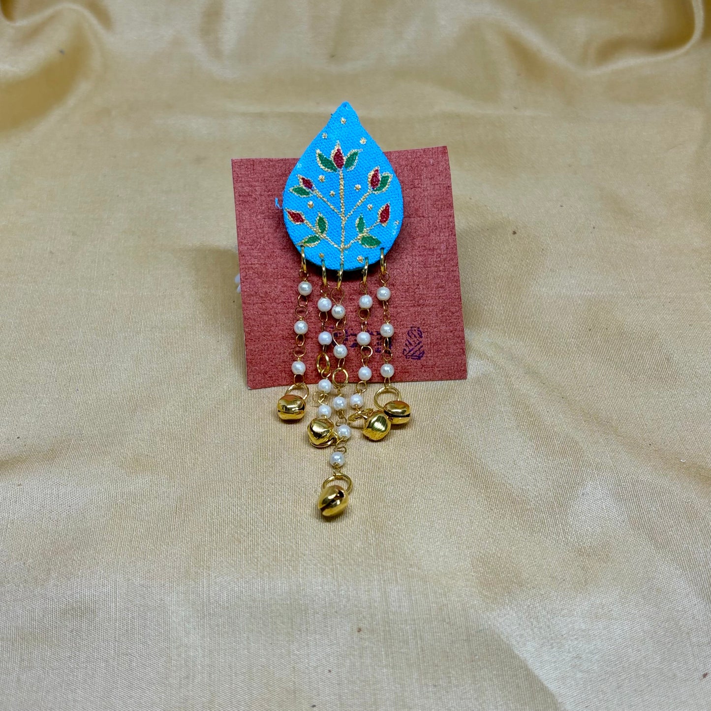 Hand-Painted Blue Bloom Saree Pin