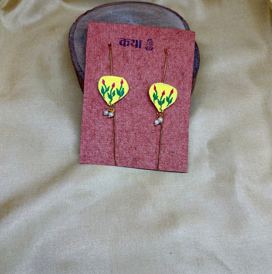 Hand-Painted Yellow Floral Ear Cuff
