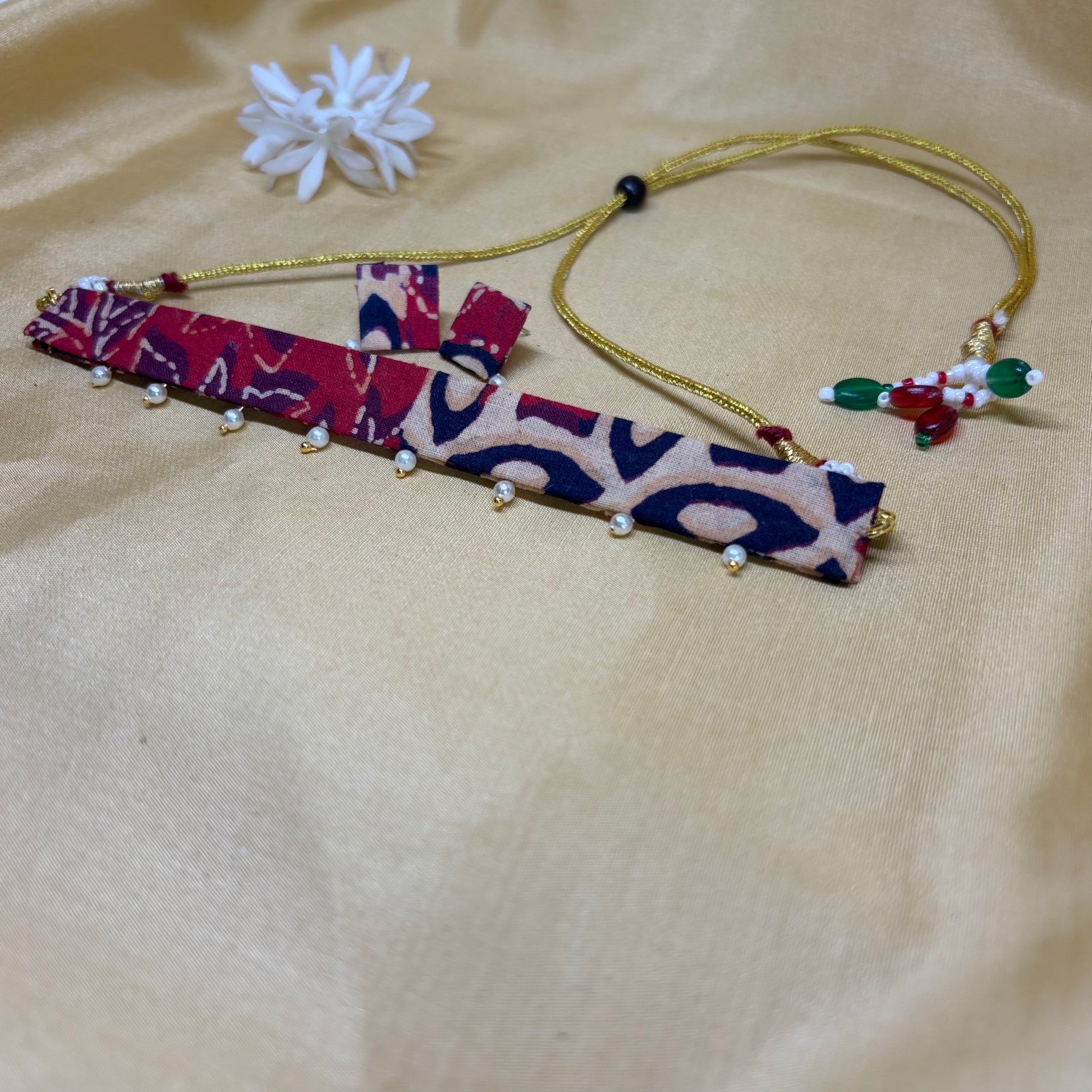 Crimson Kalamkari Choker Set