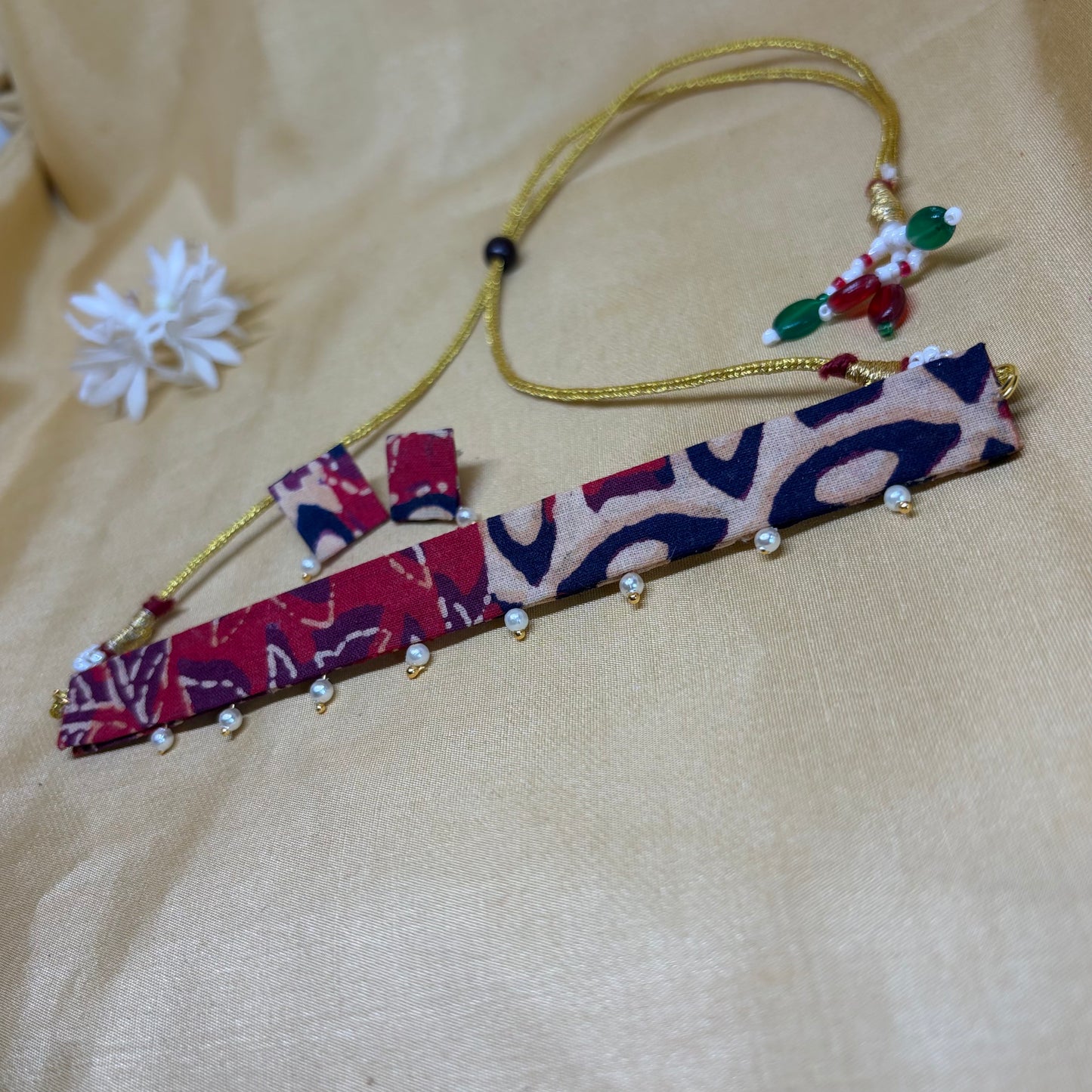 Crimson Kalamkari Choker Set