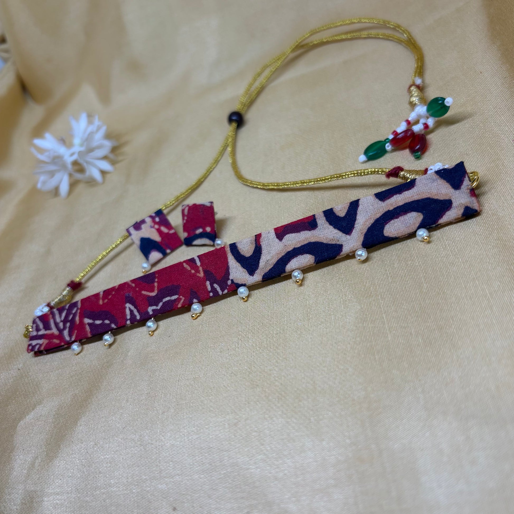 Crimson Kalamkari Choker Set