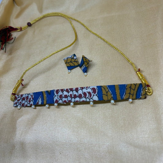 Indigo Heritage Kalamkari Choker Set