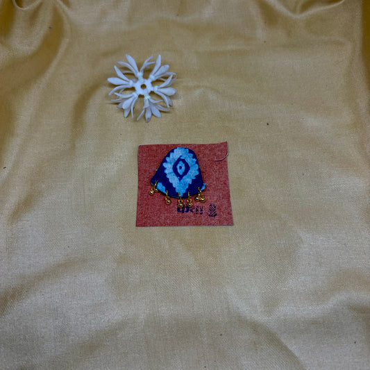 Kalamkari Indigo Floral Saree Pin