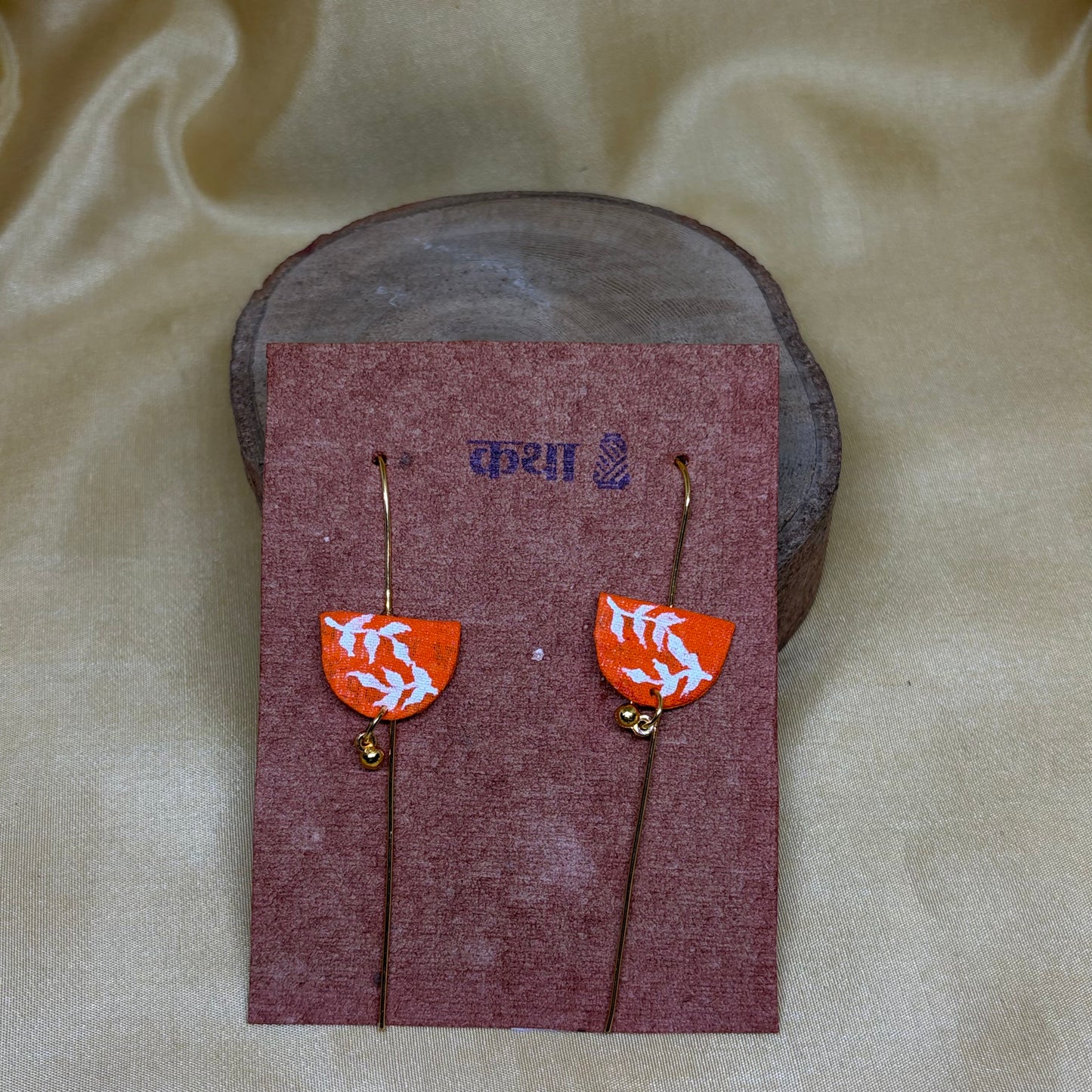 Hand-Painted Orange Floral Ear Cuff