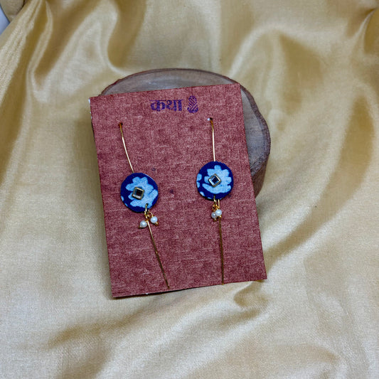 Kalamkari Blue Floral Round Ear Cuff