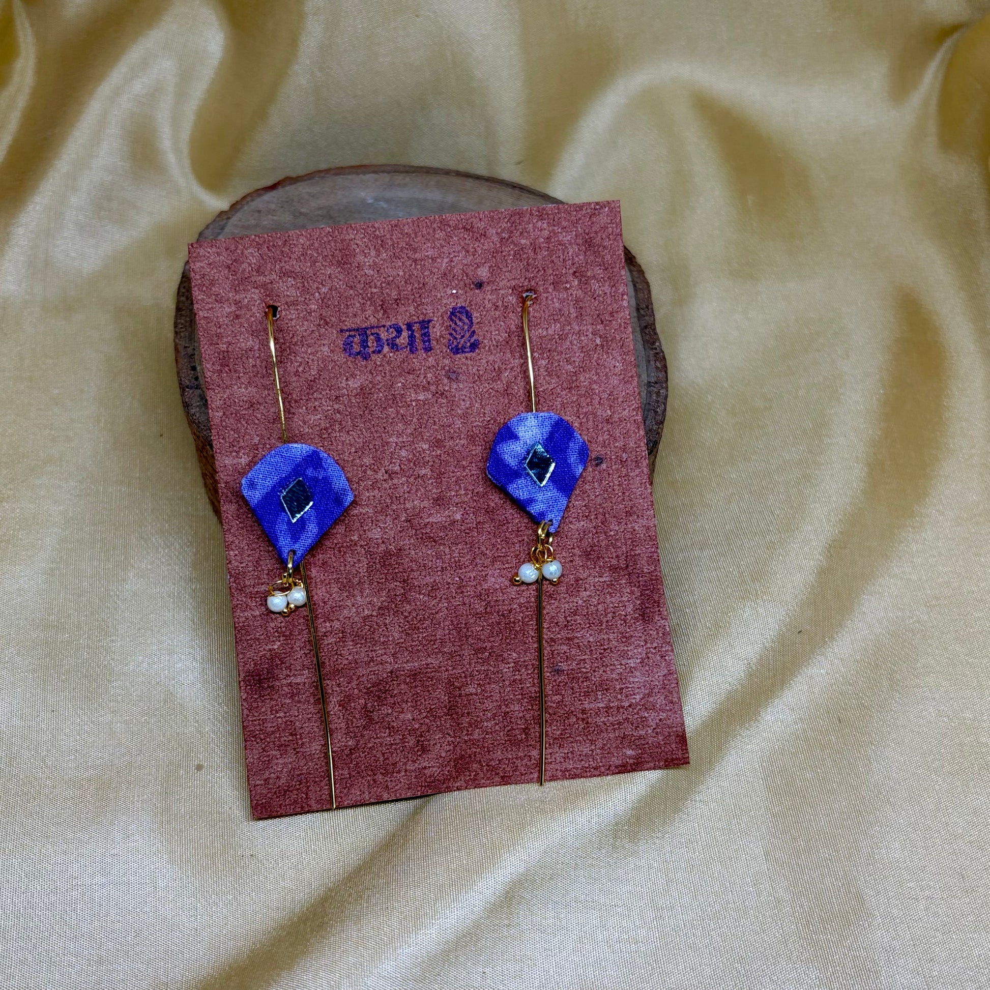 Kalamkari Purple Floral Statement Ear Cuff