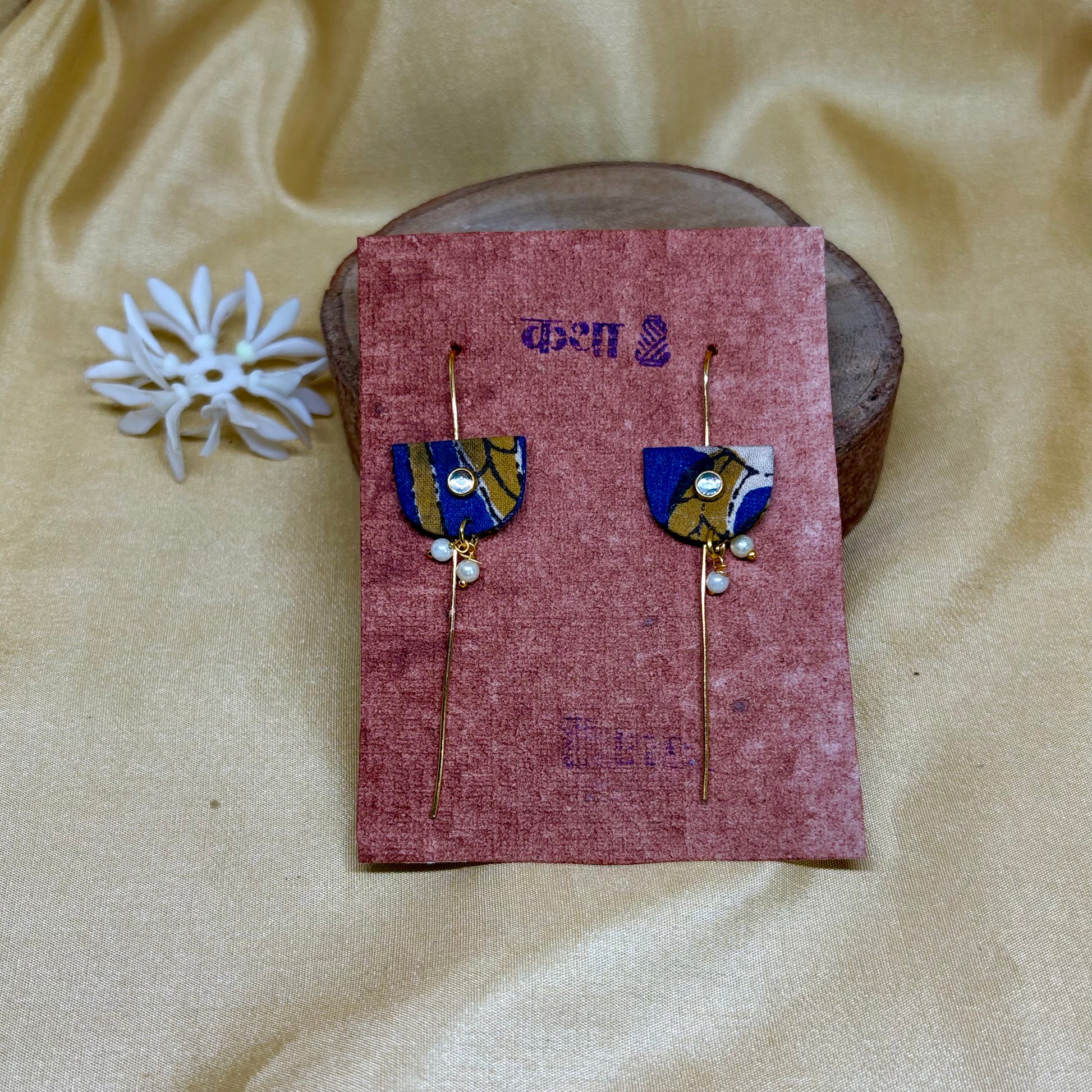 Kalamkari Green Floral Ear Cuff