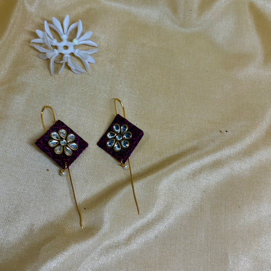 Khun Purple Floral Statement Ear Cuff