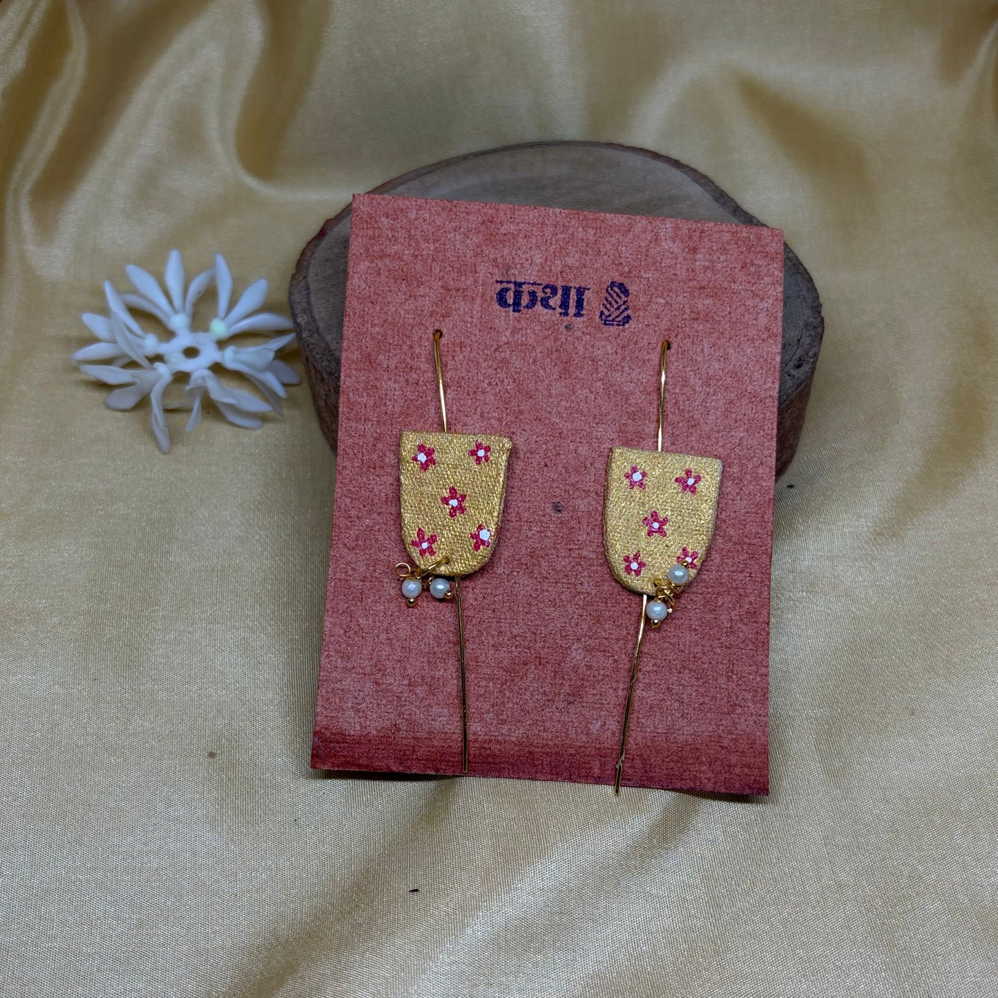 Hand-Painted Yellow Floral Ear Cuff