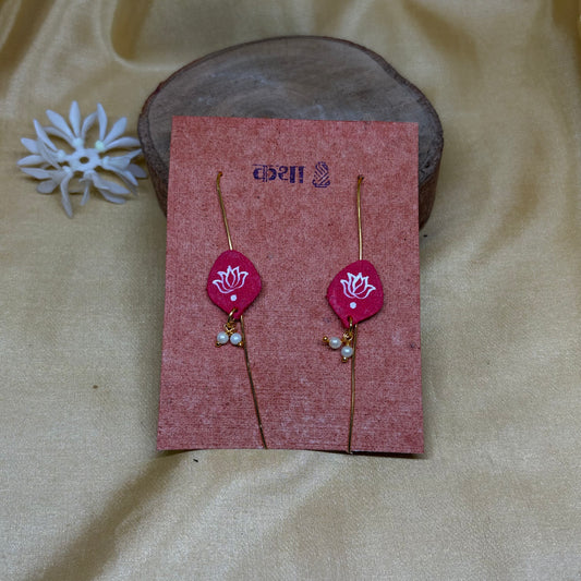 Hand-Painted Red Lotus Ear Cuff