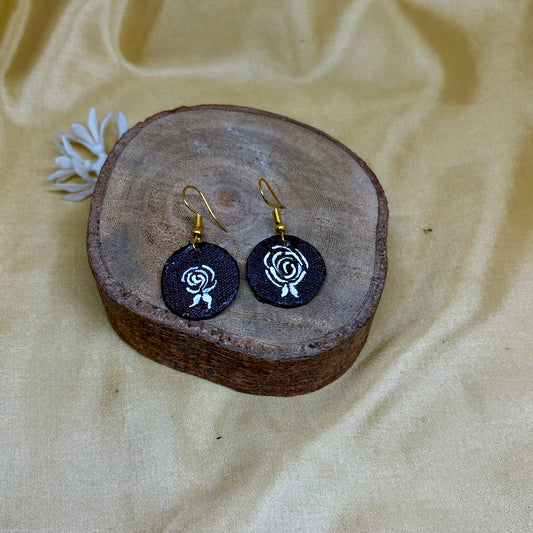 Hand-Painted Brown Spiral Earrings