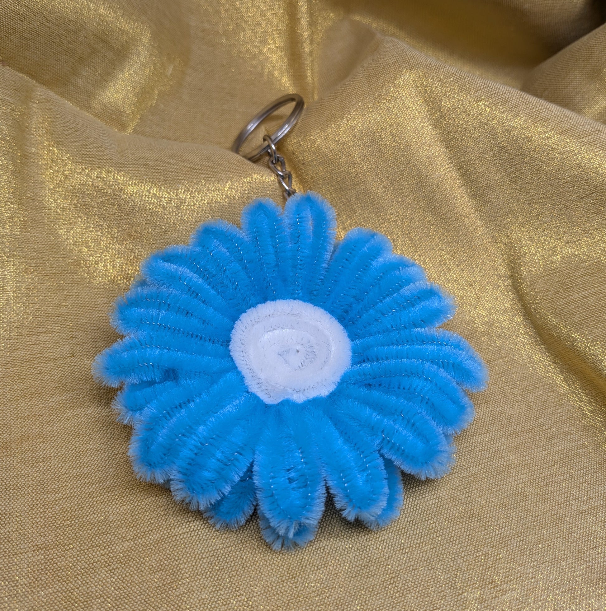 Handcrafted Blue Flower Keychain