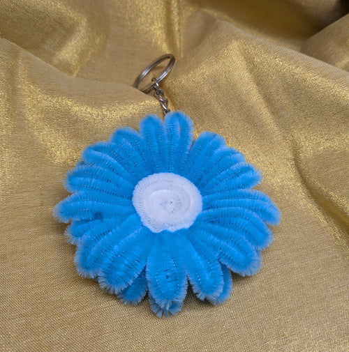 Handcrafted Blue Flower Keychain