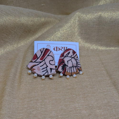 Red Kalamkari Pearl studs