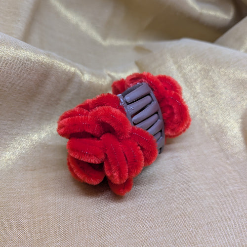 Handcrafted Floral Red Hair Clutch