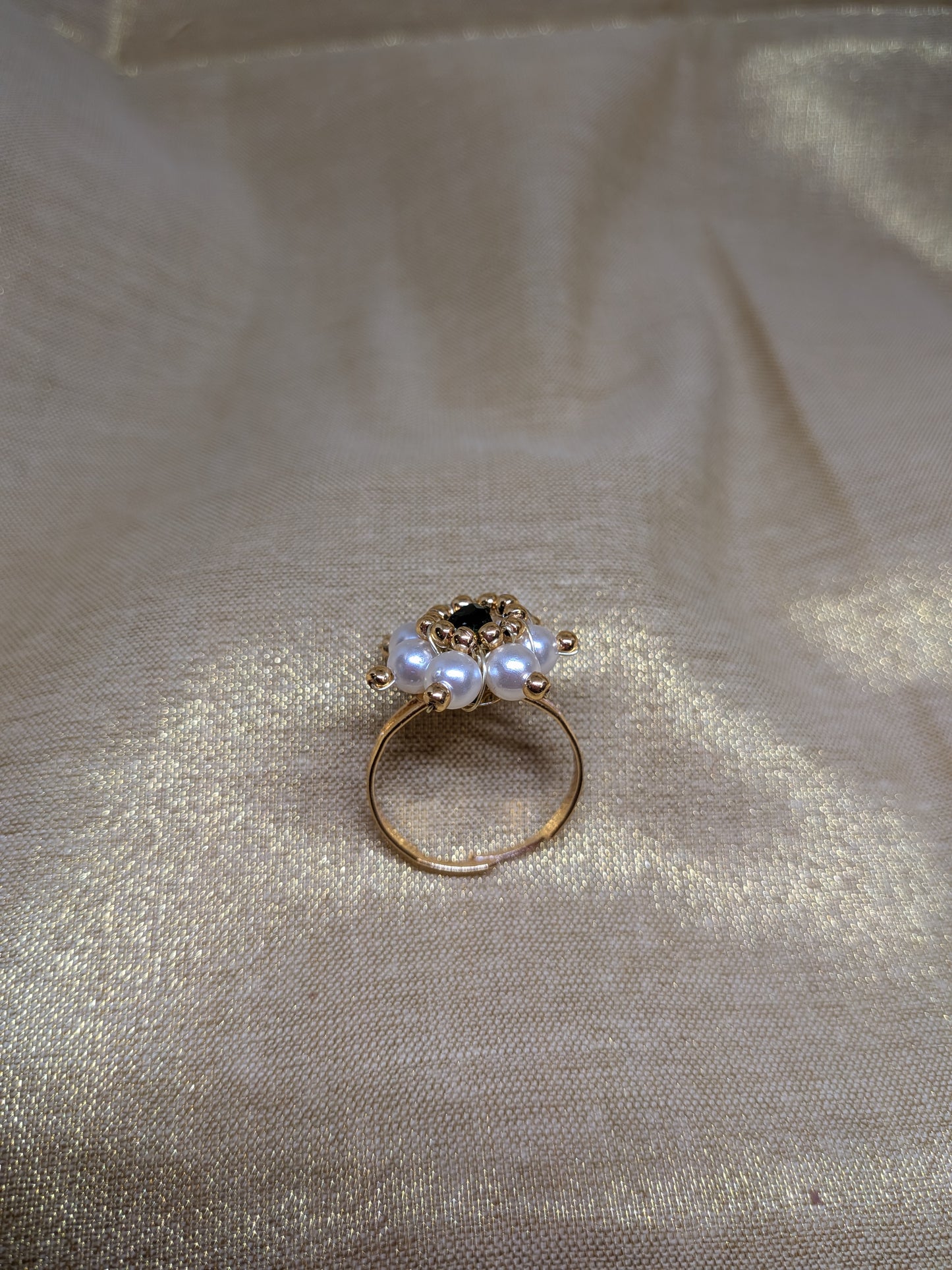 Handcrafted Green Stone & Pearl Ring