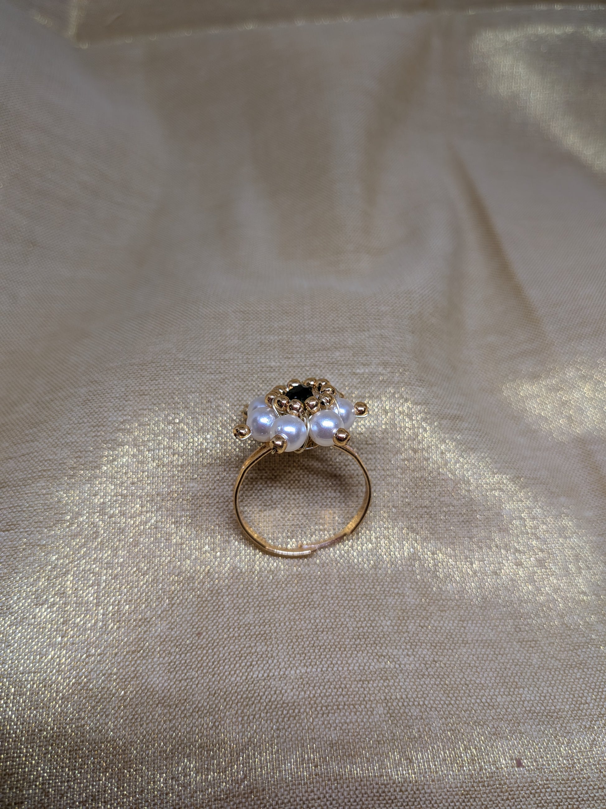 Handcrafted Green Stone & Pearl Ring