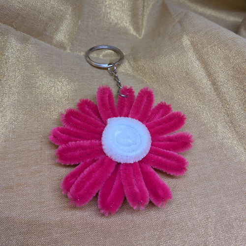 Handcrafted Pink Flower Keychain & Bag Charm